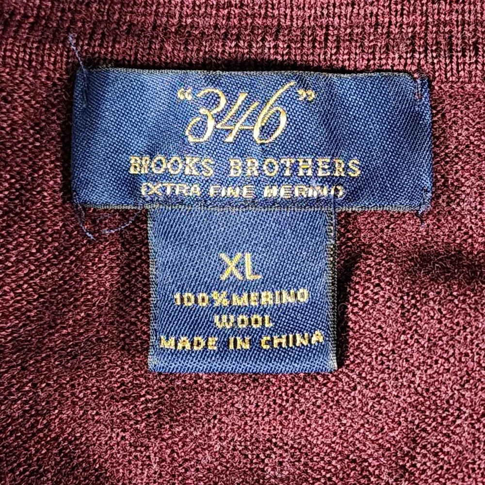 Brooks Brothers Merino Wool Long Sleeve Polo Sweater Mens XL Burgundy 100006514